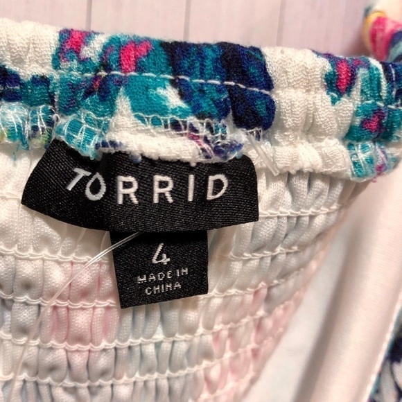 ⛱️Torrid Mini Gauze Puff Sleeve Floral Skater Dress - Picture 5 of 12